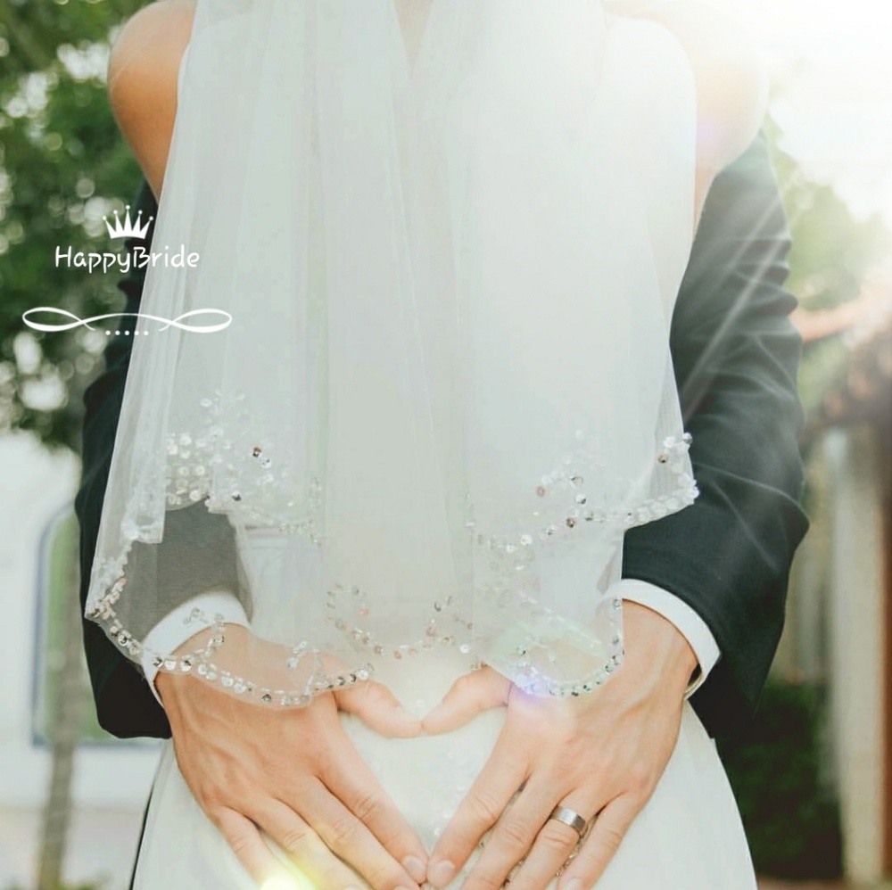 Beautiful 2T Beaded Edge  Wedding Veil